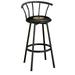 The Furniture King Bar Stool 29 Tall Black Metal Finish with an Outdoor Adventure Themed Decal (Fishing Words - Black)