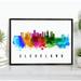 Pera Print Cleveland Skyline Ohio Poster Cleveland Cityscape Painting Unframed Poster Cleveland Ohio Poster Ohio Home Office Wall Decor - 24x36 Inches
