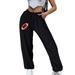 JWZUY Womens Softball Print Sweatpant Ankle-Length Drawstring Elastic High Waist Pant Casual Taper Jogger Pants Black XXL