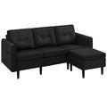 Yaheetech 3-Sitzer Sofa mit Ottomane Modernes Ecksofa Couch Schlafcouch Sessel L-Form Rechts/Links fürs Wohnzimmer/Schlafzimmer/Gästezimmer Schwarz