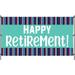 retirement decorations: retirement banner - waterproof vinyl banner (stripes 3 feet x 5 feet)