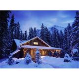 Cabin in The Woods Illuminated by Christmas Lights Poster Print by Darwin Wiggett - 16 x 12