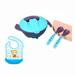 QJUHUNG Green Baby Suction Plates Bowl 2 Spoon Set Nonslip Spill Proof BPA-Free Feeding Baby Bowl with Lid Self Feeding Training Storage Plate Cutlery Travel Set with Blue Baby Bib