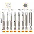 8pcs Hex Head Allen Wrench Drill Bits Set 100mm SAE Metric Allen Screwdriver Bits Magnetic Hex Key Socket Bit(1.5mm-12mm)