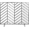 38x31in Single Panel Handcrafted Iron Mesh Chevron Fireplace Screen Fire Spark Guard for Living Room Bedroom DÃ©cor w/Distressed Antique Finish - Pewter