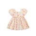 Toddler Girls Puff Short Sleeve Square Neck Floral Print Ruffle Princess A-Line High Waist Dress