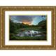 Jones Adam 24x17 Gold Ornate Wood Framed with Double Matting Museum Art Print Titled - Galapagos giant tortoise gathering in small pond at sunset Genovesa Island-Galapagos Islands