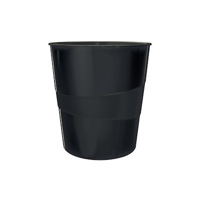 LEITZ Papierkorb Recycle schwarz, 15 Liter, glänzende Oberfläche