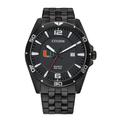 Men's Miami Hurricanes Quartz Black-Tone Stainless Steel Watch