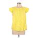 French Connection Short Sleeve Blouse: Yellow Tops - Women's Size 12