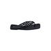 Wild Diva Sandals: Slip-on Chunky Heel Casual Black Print Shoes - Women's Size 5 - Open Toe
