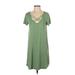 Gilli Casual Dress - Mini V-Neck Short sleeves: Green Print Dresses - New - Women's Size Small