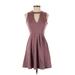 Altar'd State Cocktail Dress - Mini Plunge Sleeveless: Pink Solid Dresses - Women's Size X-Small