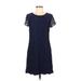 Laundry by Shelli Segal Cocktail Dress - Shift Scoop Neck Short sleeves: Blue Print Dresses - Women's Size 6