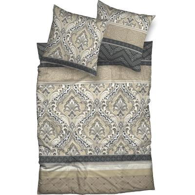 Bettwäsche CASATEX "Orient", beige (beige, anthrazit), B/L: 155cm x 220cm, , Biber, B/L: 80cm x 80cm, Biber, Obermaterial: 100% Baumwolle, Bettwäsche, elegant und trendig Image