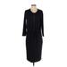 Lands' End Casual Dress - Sheath Scoop Neck 3/4 sleeves: Black Print Dresses - Women's Size Small