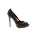 Charles by Charles David Heels: Pumps Platform Cocktail Party Brown Print Shoes - Women's Size 9 - Peep Toe