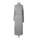 First Monday Casual Dress - Midi High Neck Long sleeves: Gray Print Dresses - Women's Size Large