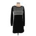 Athleta Casual Dress - Mini Crew Neck Long sleeves: Black Print Dresses - Women's Size 2X-Small