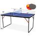 TONWIN Mini Indoor/Outdoor Table Tennis Table w/ Paddles (80mm Thick) Wood in Blue/Brown | 26.5 H x 54 W x 30 D in | Wayfair W1408psm60518-ZY