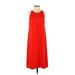 Ann Taylor Casual Dress - A-Line Scoop Neck Sleeveless: Red Print Dresses - Women's Size 00 Petite