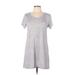 Tahari Casual Dress - Shift V Neck Short sleeves: Gray Solid Dresses - Women's Size Large