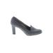Liz Claiborne Heels: Slip On Chunky Heel Glamorous Gray Marled Shoes - Women's Size 7 1/2 - Almond Toe