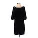 Aidan Mattox Casual Dress - Shift Boatneck Short sleeves: Black Print Dresses - Women's Size 4