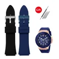 Soft Silicone Strap for Guess W0247G3 W0040G3 W0040G7 Blue Stainless Steel Buckle Sport Waterproof