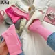 Rosa Socken Damen Frühjahr und Herbst Stil Mid-Tube Socken Ins außerhalb tragen Baumwolle Boden hohe