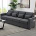 4-Seater Modern Linen Fabric Sofa with Armrest Pockets and 4 Pillows