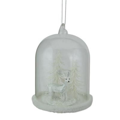 4.25" Winter Reindeer Under Glass Cloche Christmas Ornament