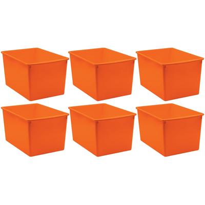 Teacher Created Resources Plastic Multi-Purpose Bin, Orange, Pack of 6