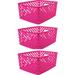 Romanoff Woven Basket, Small, Hot Pink, Pack of 3