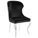 Cian 22 Inch Dining Chair, Curved, Cabriole Legs, Black Velvet, Set of 2