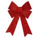 18" Red Tinsel 4-Loop Bow Christmas Decoration