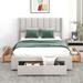 Full Size Pine Upholstered Platform Bed w/ 1 Large Drawer on Each Side Storage Bed, Space-Saving, No Box Spring Required