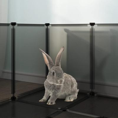 vidaXL Small Animal Cage Black/Transparent 56.7"x29.1"x18.3" PP and Steel