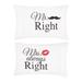 20" x 30" Mr & Mrs Right Pillowcase Set