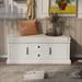 Shoe Storage Bench Entryway Bench with Storage, Removable Cushion, End of Bed Bench with 2 Drawers & 2 Cabinets, White
