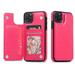 Suitable For IPhone14 Mobile Phone Leather Case Crazy Horse Pattern Skin Card Protective Case Hotpink
