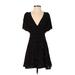 Madewell Casual Dress - A-Line V-Neck Short sleeves: Black Dresses - Women's Size 00