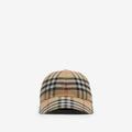 Check Cotton Baseball Cap - Natural - Burberry Hats