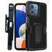 ANJ+ Rugged Shockproof Kickstand Hybrid Case with Card Slot and Holster + Tempered Glass Cover for Motorola Moto G Stylus 5G (2023) - Black Carbon Fiber Print