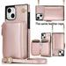 TECH CIRCLE For iPhone XR Wallet Case Card Holder Phone Case for Women Zipper PU Leather Purse Kickstand Folio Flip Case with Crossbody Strap for Apple iPhone XR 6.1 2018 Rosegold