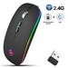Wireless Mouse for Laptop HFDR Rechargeable Slim 2.4G Computer Mouse with RGB LED Lights Ergonomic Optical Mice Up to 1600DPI Fit for PC Laptop Surface Pro MacBook Windows Mac OS