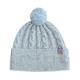 Women's "Pom Pom" Cable Knit Wool Beanie Hat - Icy Blue Lost Pattern Nyc