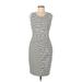 Bold Elements Casual Dress - Sheath Scoop Neck Sleeveless: Gray Stripes Dresses - Women's Size Medium