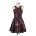Aqua Casual Dress - Party V Neck Sleeveless: Burgundy Dresses - Women's Size Small