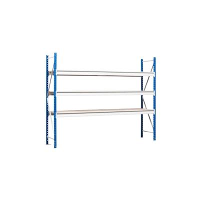 PROREGAL Weitspannregal MAXIMUS Pro | Grundregal | HxBxT 450x260x100cm | 4 Ebenen | Spanplatten-Fachboden | Fachlast 490kg | Lichtblau/Lichtgrau Image